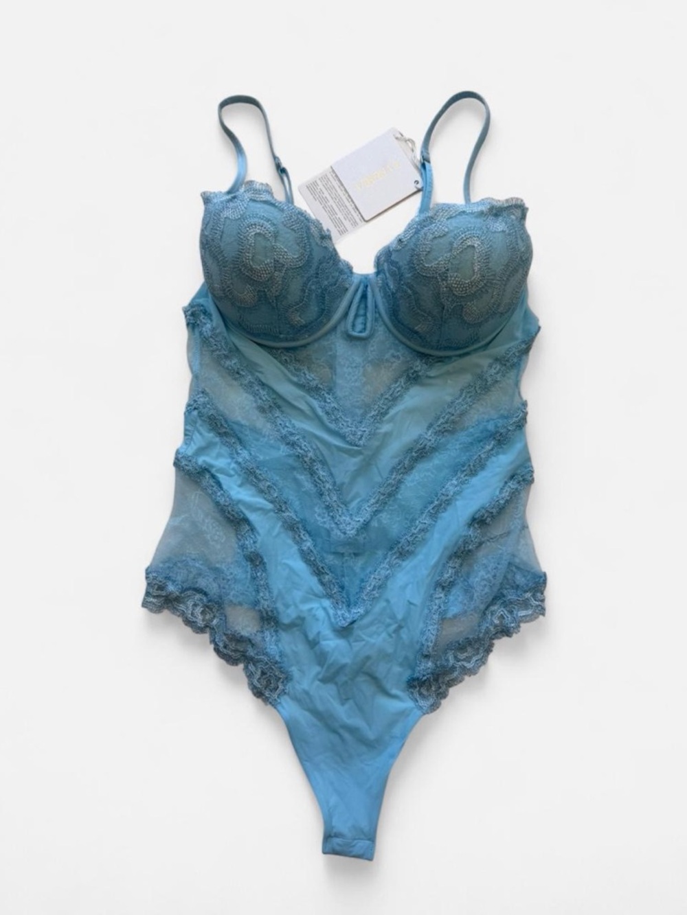 La Perla Blue Lace Bodysuit Chemise